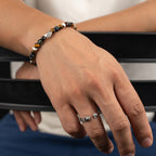 Bracelet Œil de tigre naturel — Style vintage neutre, polyvalent pour tous les looks
