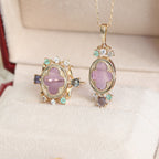 Amethyst Necklace & Ring Set - Attracts Supportive Connections