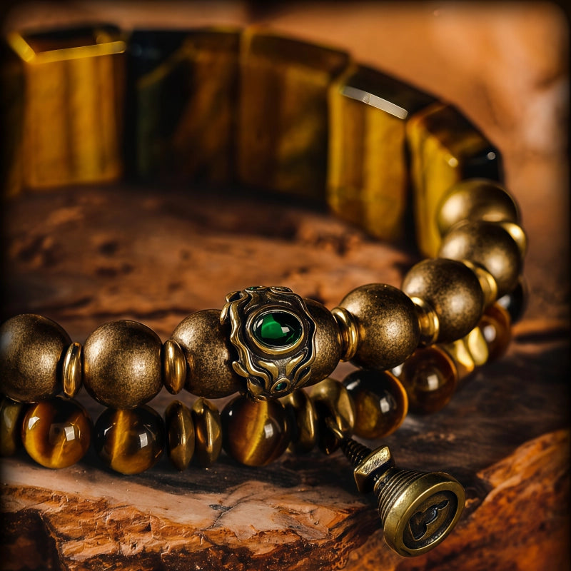 Natural Tiger Eye Stone Bracelet Retro Fashion Multi Loop Stacked Men's Handstring