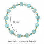 Ice-blue Amazonite Square-cut Facets Stackable Bracelet - Enhance Energy and Balance Spirit