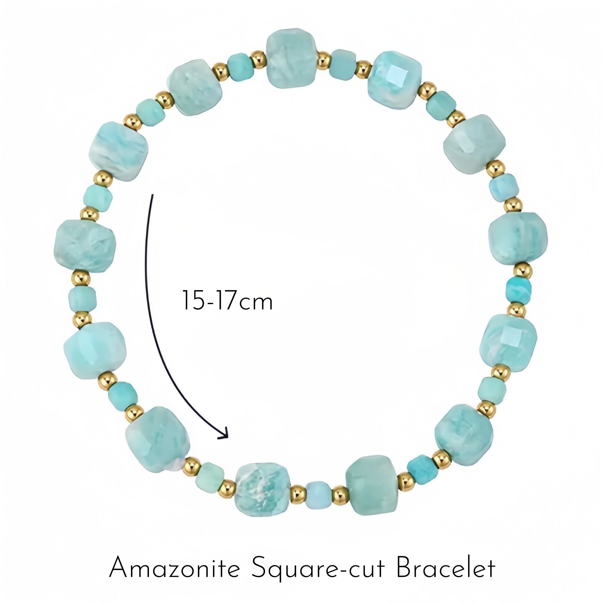 Ice-blue Amazonite Square-cut Facets Stackable Bracelet - Enhance Energy and Balance Spirit