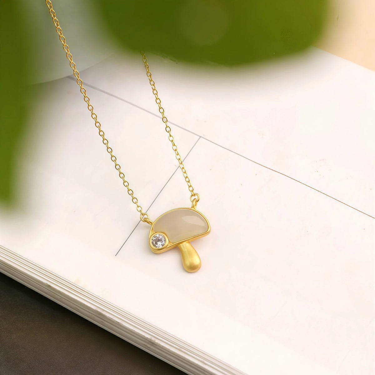 Womens Tiny Mushroom Necklace - Serenity & Protection