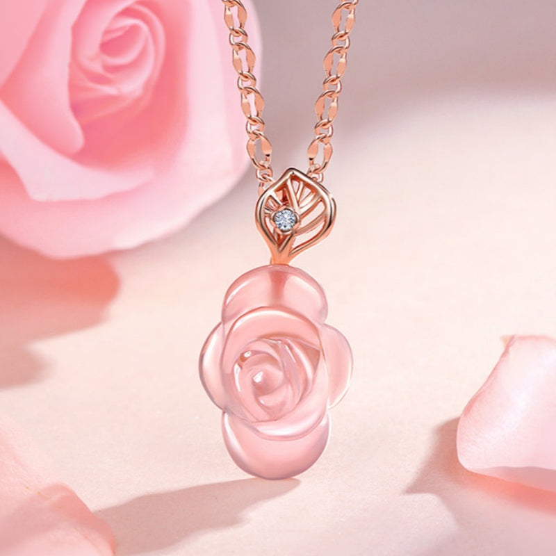 Natural Rose Quartz Necklace, Earrings & Ring Jewelry Set - guards sweet relationships
