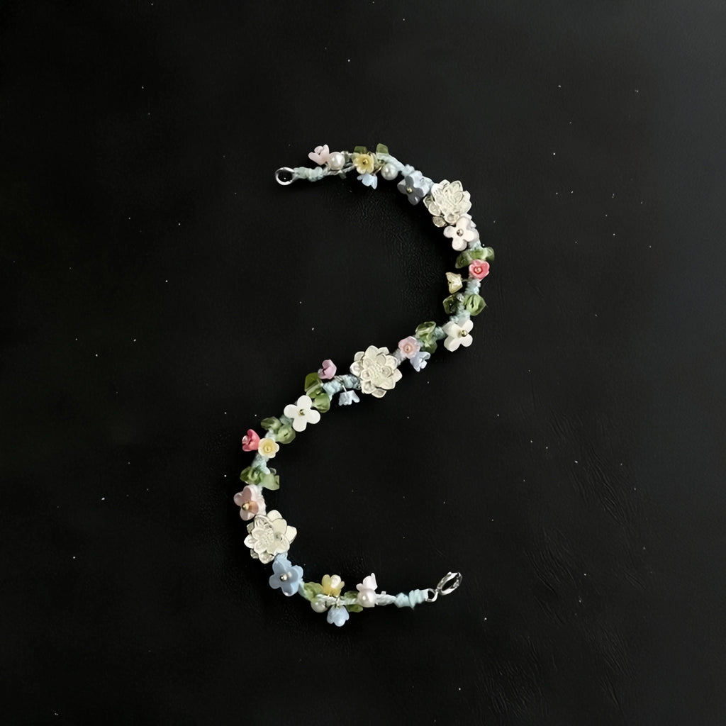 Bracelet tressé floral fait main