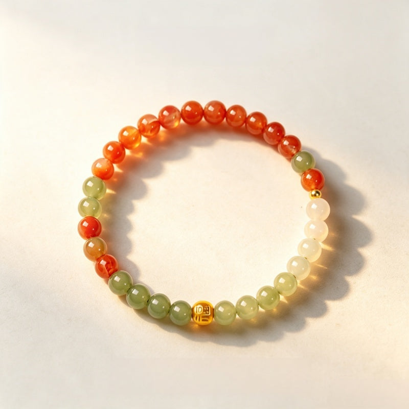 Bracelet en jade Hetian naturel Lotus Éclat Pur
