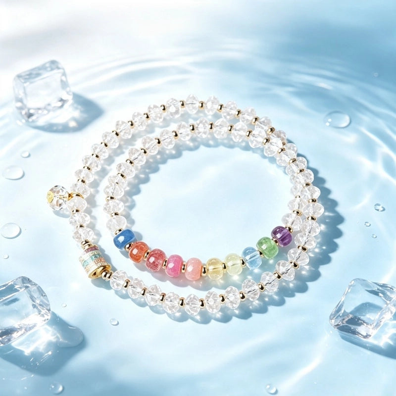 Rainbow Clear Quartz Bracelet – Purify Aura, Amplify Joy, Attract Abundance