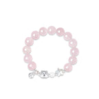Natural Powder Crystal Bracelet, Pure Silver Teddy Bear Bell Bracelet