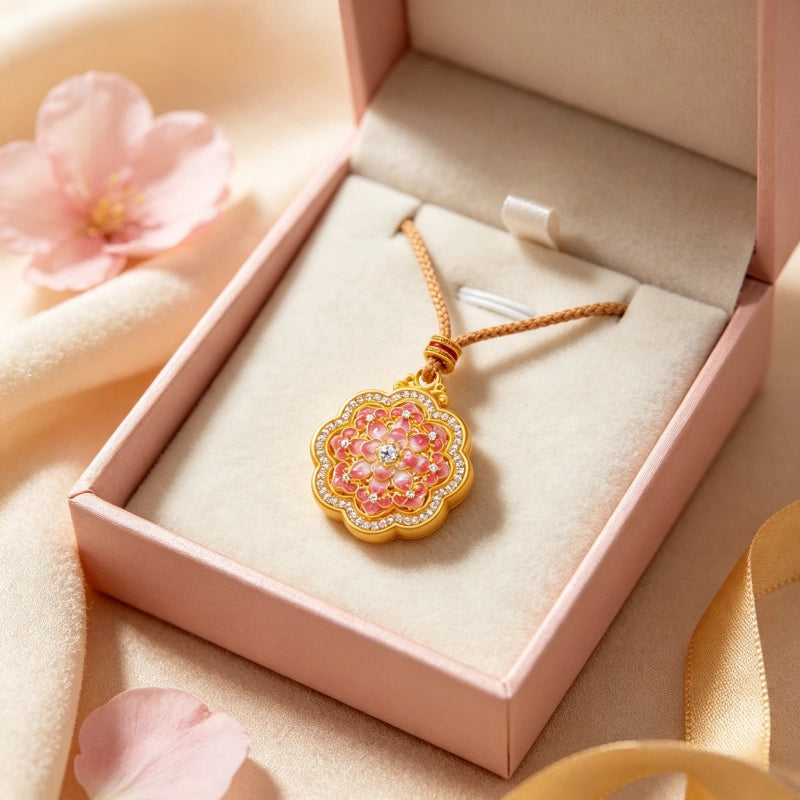 Collier Lotus Rose de Fortune Auspicieuse