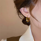 Boucles d'oreilles Œil de tigre naturel, perles carrées Maillard, boucle Resolve - Attire la richesse