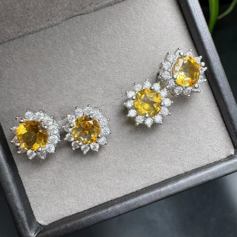Natural Citrine Earrings - Sunflowers Thrive, Always Facing the Light