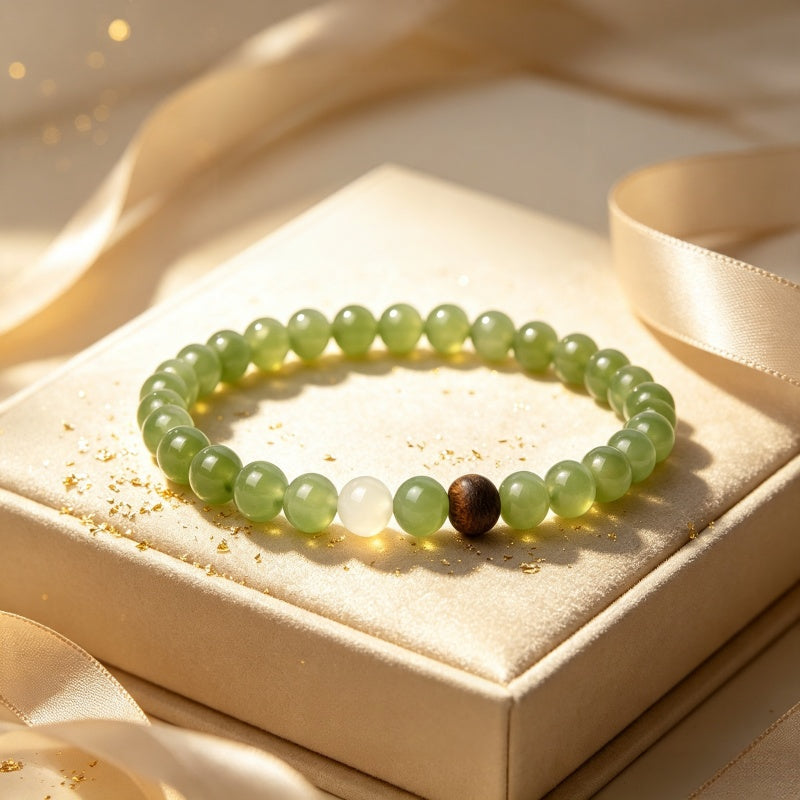 Natural Hetian Jade Bracelet - Pure Aura White Jade Accent Piece
