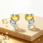 Boucles d'oreilles clous renard en citrine naturelle