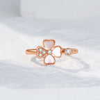Bague Cœur Trèfle à quatre feuilles en Or Rose — Chanceux de t'avoir rencontrée, mon Seul et Unique Amour
