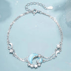 Aurora Crescent Starlight Double Layer S999 Bracelet - Carry Cosmic Blessings With You