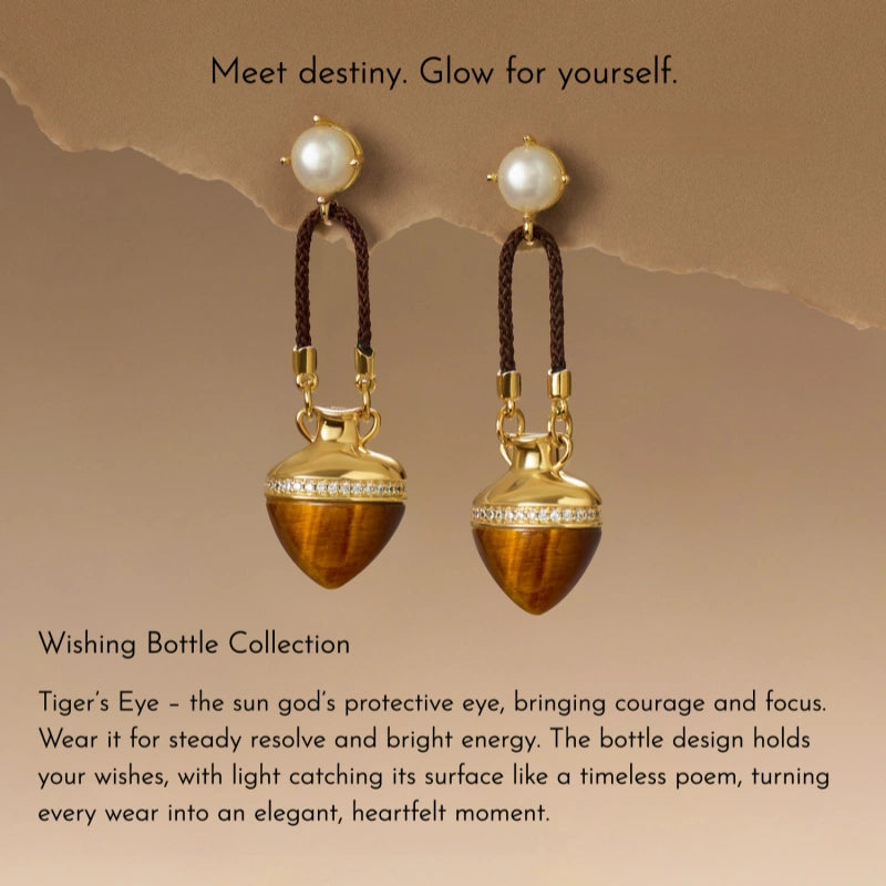 Virescence Lux Natural Tiger Eye Earrings
