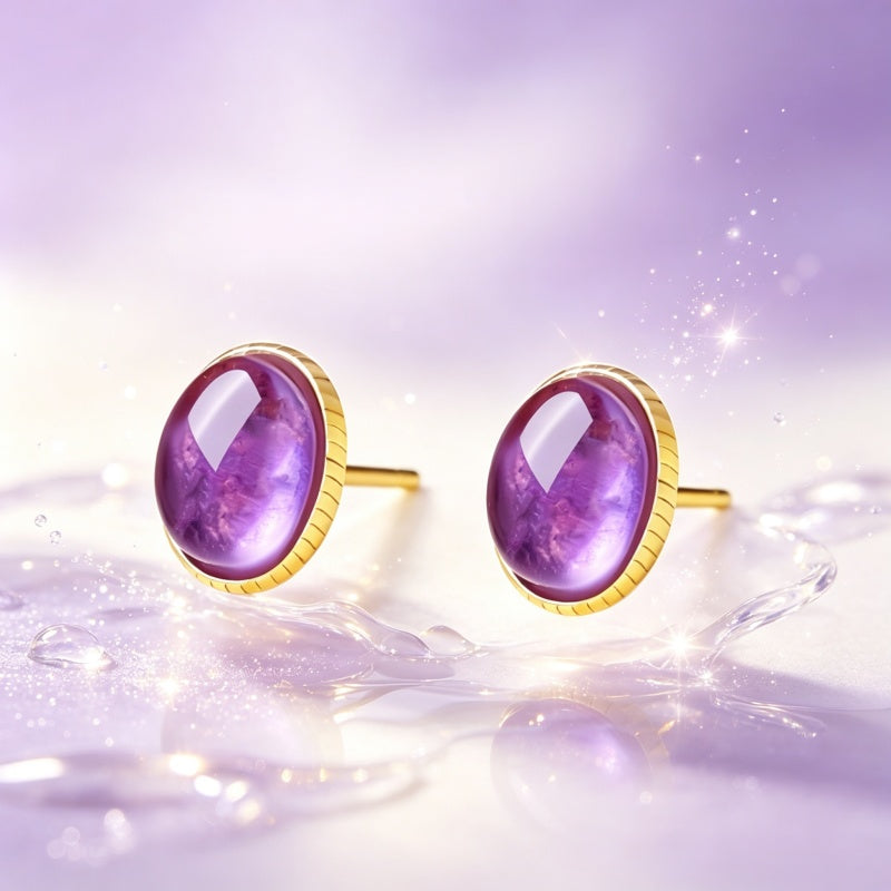 Natural Amethyst Protection Earrings - Guards Restful Sleep