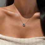 Blue Tears Moon & Star S999 Necklace - Long Lasting Fortune