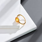 Bague délicate en citrine naturelle plaqué or 14 carats