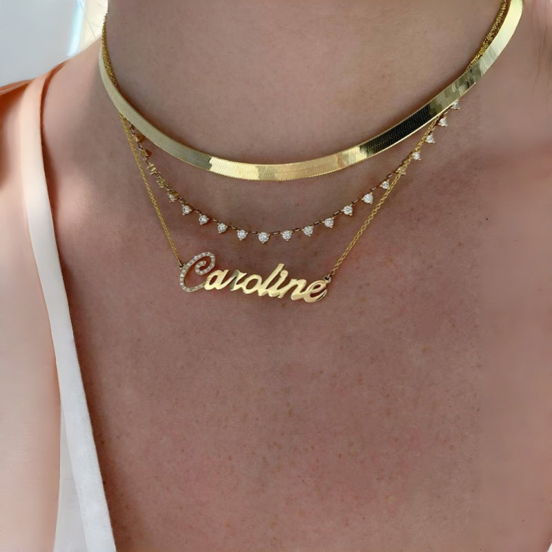 Personalized Initial Pave Diamond Name Necklace | Minimalist High-End Letter Jewelry