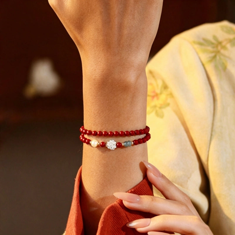 Lotus Natural Cinnabar Bracelet - Grow Through What You Go Through