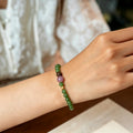 Natural Hetian Jade Bracelet - Pure Love Energy Rose Quartz Detail