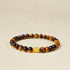 Bracelet élastique perles œil de tigre naturel - Attire la richesse, cadeau d'anniversaire idéal