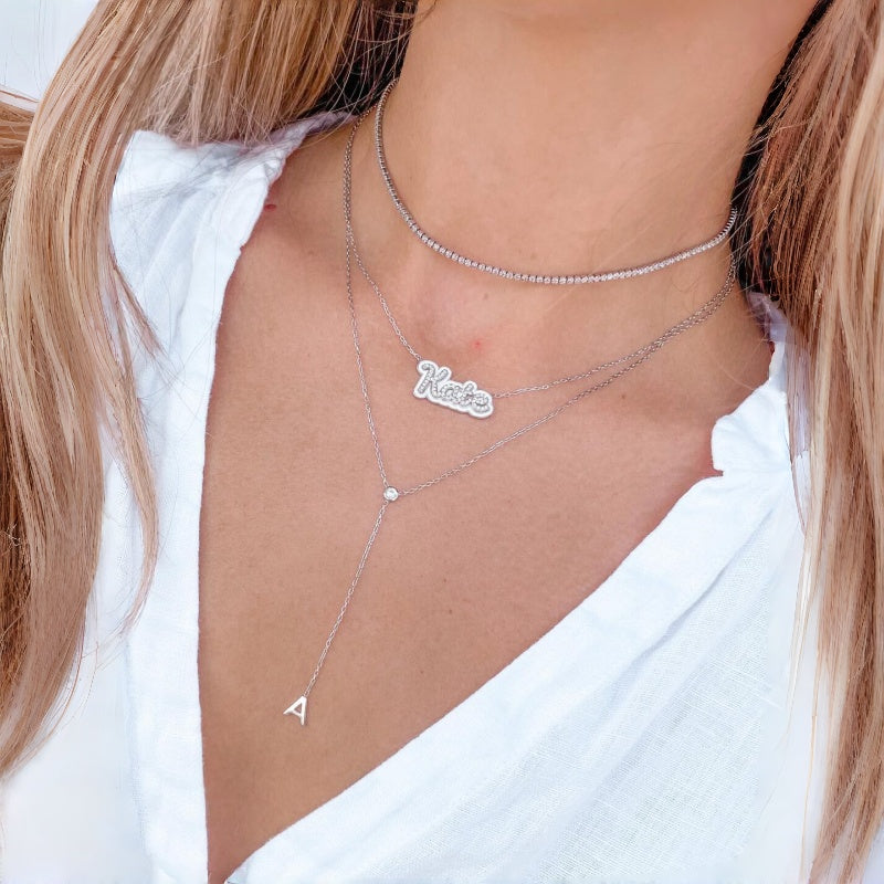 Y-Neck Custom Initial Necklace Adjustable Versatile Personalized Choker