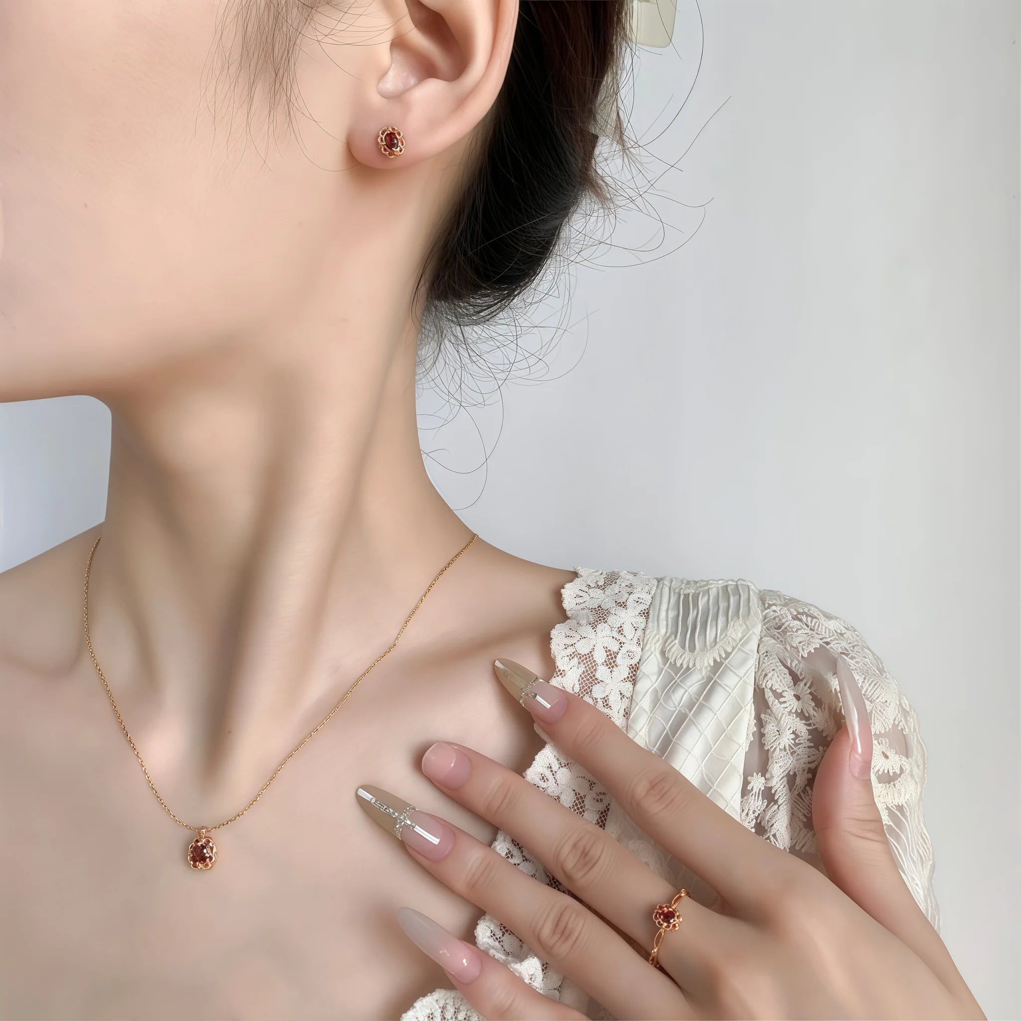 Collier Sakura en jade Hetian
