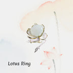 Bague Lotus en Jade Hetian - Paix Intérieure & Énergie Pure