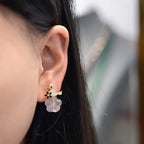 Cherry Blossom Whisper Natural Rose Quartz Drop Earrings