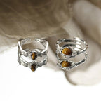 Natural Tiger Eye Stone Ring, Small Universe Saturn Open Ring