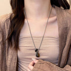 Natural Tiger Eye Stone Necklace — Teardrop Sweater Chain