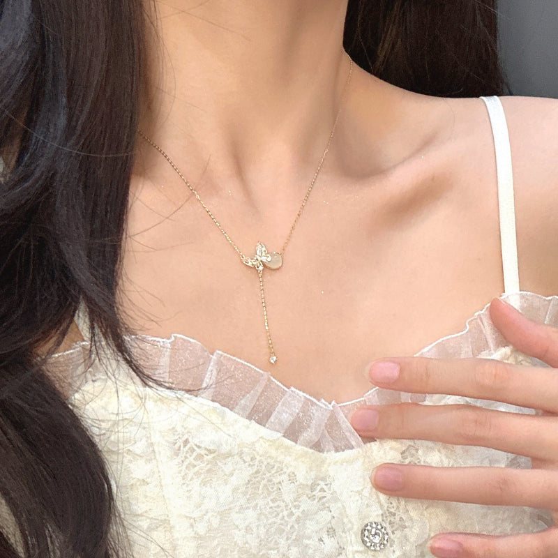 Hetian Jade Butterfly Tassel Necklace – Gentle Virtue, Transformation & Rebirth