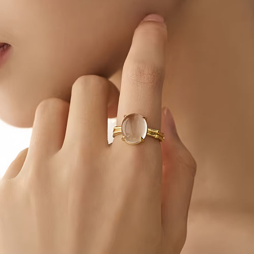 Bague Bambou Quartz Clair Naturel Créativité Force