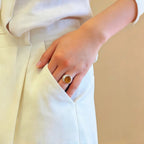 Natural Tiger Eye Stone Ring, Retro Artistic Open Mouth Women's Ring
