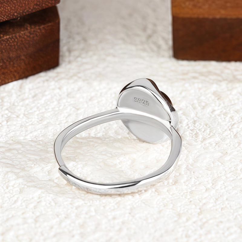 Natural Tiger Eye Stone Ring, Irregular Lucky Bean Girl Ring