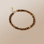 Natural Tiger Eye Stone Bracelet, 18K Gold Transfer Beads Bracelet
