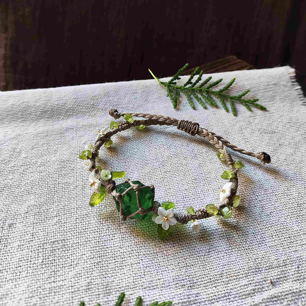 Peridot Botanical Handmade Bracelet - Healing & Renewal