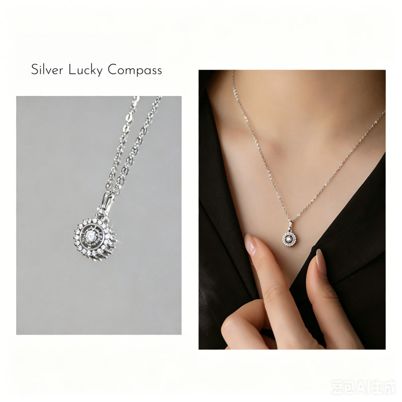 Lucky Compass Necklace | 60th Birthday Gift for Her in Silver & Gold