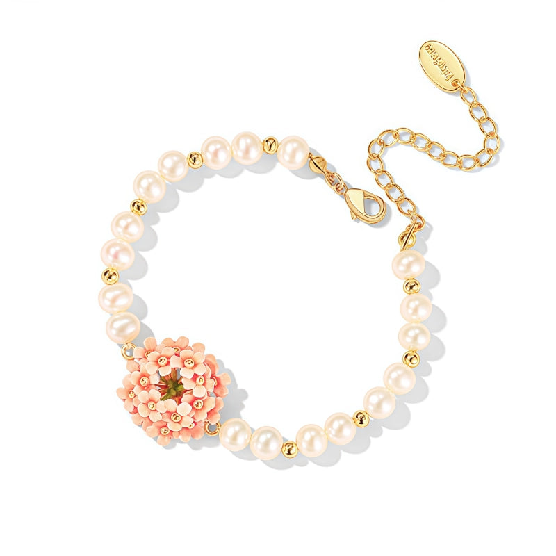 Bracelet perlé Fleur de cerisier Bracelet en émail grappe de fleurs Luxe léger