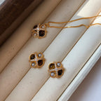 Vintage Star‑Cross Tiger's Eye Pearl Gold‑Plated Jewelry Set - Strength & Protection