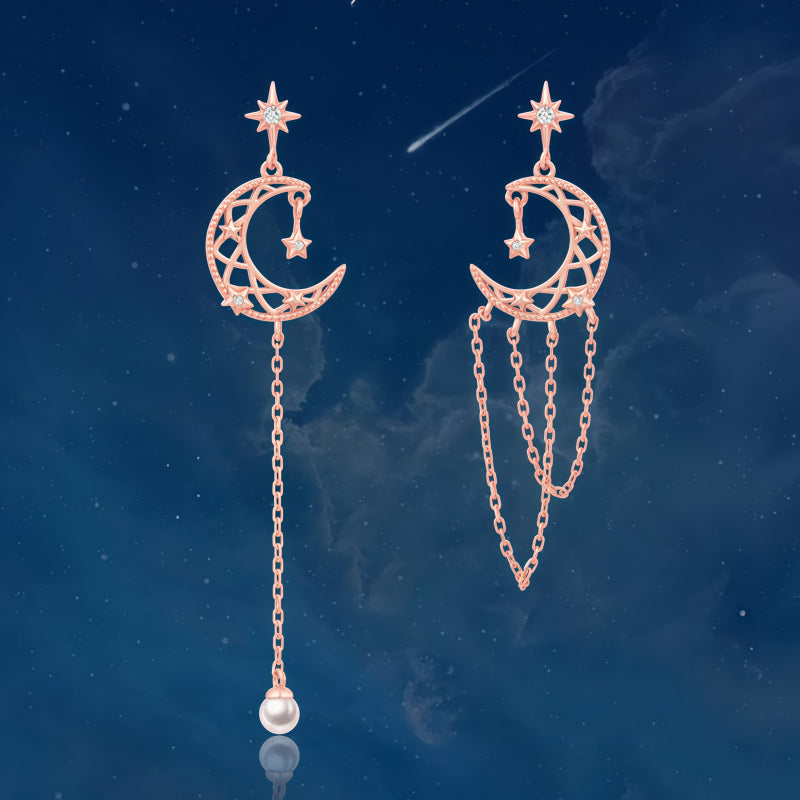 Asymmetric Earrings with Star Moon Tassels - Anchor Inner Peace