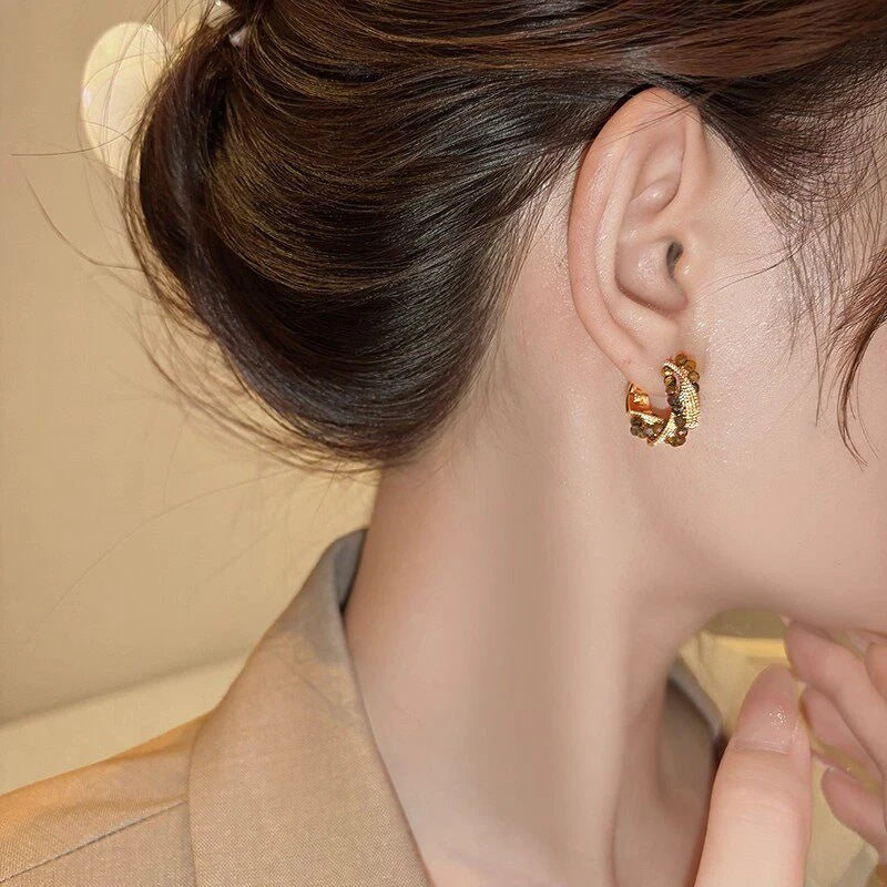 Boucles d'oreilles Veyra en Œil de tigre naturel — Modèle Corde Torsadée Meilleurs vœux pour une amie