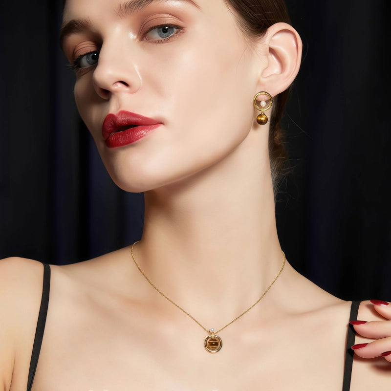 Collier ras-du-cou en Argent 925 et Œil de Tigre Naturel, Haut de Gamme, Luxe Léger, Pendentif pour Femme Niche, Cadeau d'Anniversaire