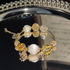 Bracelet avec pendentif cochon doré citrine – Attire la richesse, stimule la carrière, augmente l'abondance