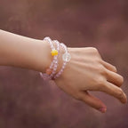 Bracelet triple tour en cristal de rose naturelle