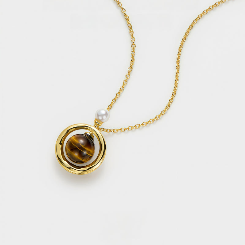 Collier ras-du-cou en Argent 925 et Œil de Tigre Naturel, Haut de Gamme, Luxe Léger, Pendentif pour Femme Niche, Cadeau d'Anniversaire