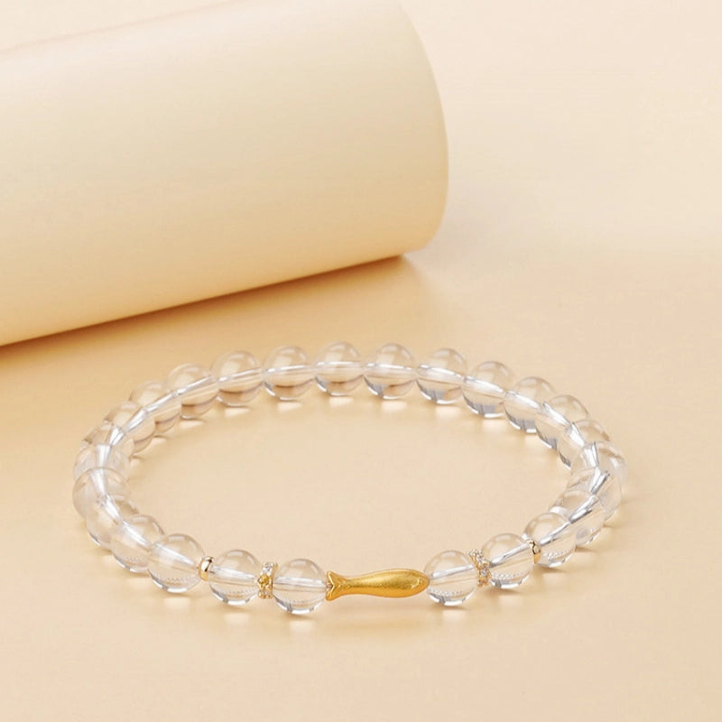 Natural Clear Crystal Bracelet - Koi for Wealth & Good Luck
