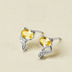 Boucles d'oreilles clous renard en citrine naturelle