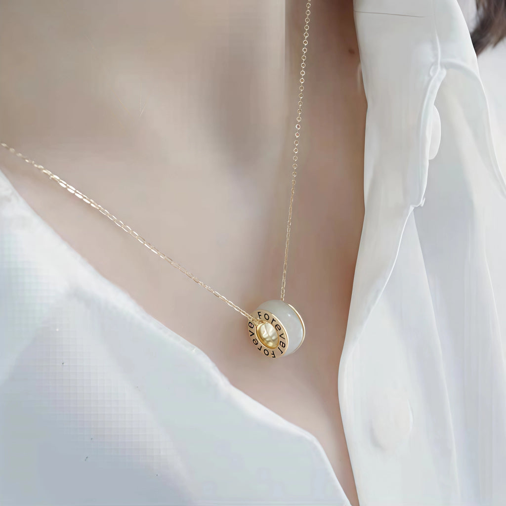 Elegant Hollow Hetian Jade Circle Necklace - Eternity & Perfection